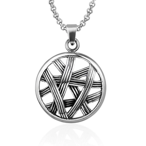 Vintage Edelstahl Hohl Traumfänger Anhänger Halskette Für Herren Damen Geometrisch Geflochten Rund Schmuck Zubehör Geschenk