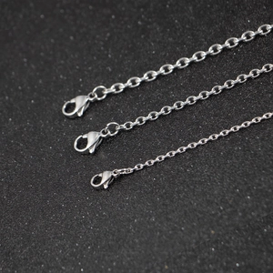 Three sizes of silver stainless steel O-link chains with lobster clasp for jewelry DIY