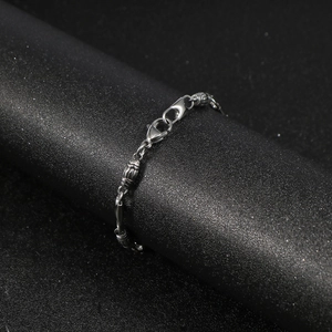 Retro Stainless Steel Cylinder Bead Bracelet For Men Women Industrial Minimalist Polished Chain Fashion Jewelry Accessory