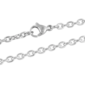 Polished silver stainless steel O-link chain necklace with secure lobster clasp closure