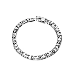 Bracelet Collier pour Homme en Acier Inoxydable Poli Maillon Marine Punk Hip Hop Bijoux en Métal Argenté Accessoire Cadeau