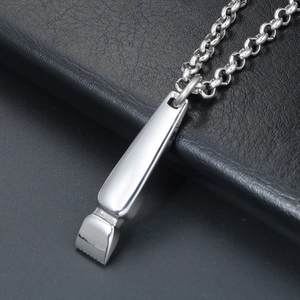 Vintage punk style barber clipper pendant necklace in polished silver stainless steel