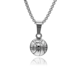 Pendentif Basket-ball Collier Acier Inoxydable Bijoux Sportifs 3D pour Hommes Garçons Athlètes Collier Poli Cadeau