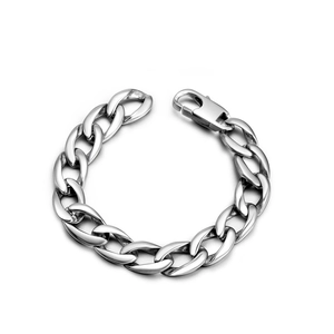 Bracelet Homme en Acier Inoxydable Maille Gourmette Poli Minimaliste Punk Chaîne Cubaine Bijoux Cadeau pour Lui