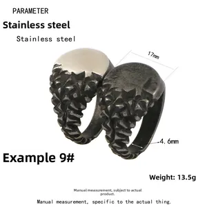 Detail view of textured stainless steel ring with 4.6mm width and 17mm inner diameter