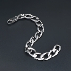 Bracelet gourmette en argent poli avec fermoir à cliquet pour hommes et femmes