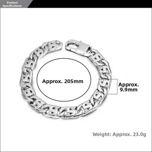 Tableau des tailles détaillé du bracelet gourmette punk en acier inoxydable avec mesures