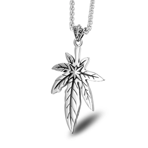 Collier à Pendentif Feuille d'érable en Acier Titane Vintage pour Hommes Femmes Hip Hop Bijoux en Chaîne d'Acier Inoxydable