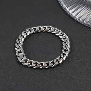 Men Stainless Steel Cuban Link Bracelet 6-Sided Polished Chunky Curb Chain Vintage Hip Hop Trendy Jewelry Gift For Unisex