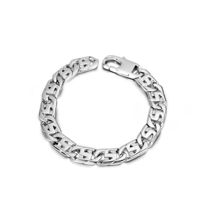 Bracelet Homme Punk en Acier Inoxydable Chaîne en S Poli Maillons Géométriques Bijoux de Boîte de Nuit Cadeau pour Homme