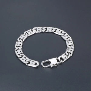 Bracelet punk poli en acier inoxydable avec maillons en S et fermoir mousqueton