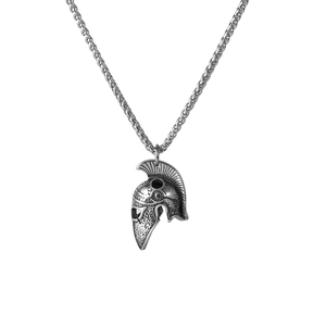 Collana con Ciondolo a Forma di Elmo da Guerriero Spartano in Acciaio Inossidabile per Uomo Stile Gladiatore Romano Retro