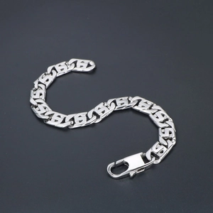 Bracelet punk à maillons en S en acier inoxydable avec grand fermoir mousqueton