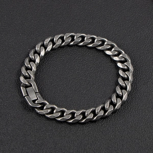 Mens heavy duty titanium steel cuban link bracelet with industrial matte finish
