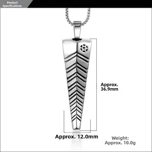 Detailed view of punk antelope horn pendant necklace with weight and size parameters