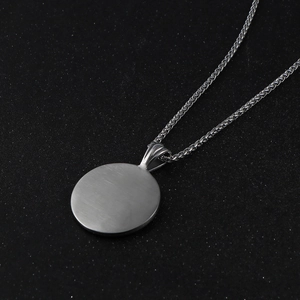 Retro Roman warrior necklace with brushed stainless steel pendant and wheat chain for men