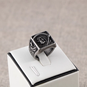 Bague Faucheuse en Acier Inoxydable Vintage pour Hommes Gothique Punk Dark Hip Hop Aile de Faux Argent Oxydé Bijoux de Motard