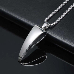 Polished silver titanium steel antelope horn pendant necklace with a sturdy box chain