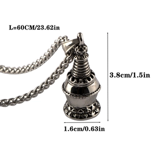 Detailed size chart of pagoda pendant showing length 60cm and height 3.8cm dimensions