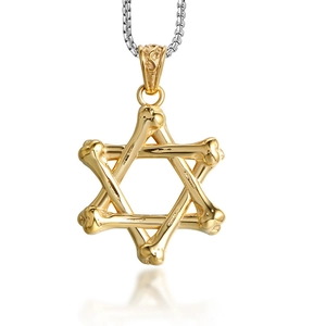 Collana con ciondolo a stella esagonale dorata a forma di osso e catena in acciaio inox