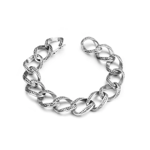 Retro Hip-Hop Silber Titanteil Armband mit aufwendig geschnitzten Blumenmustern und Details