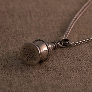 Vintage silver titanium steel stupa pendant necklace with lotus design for men