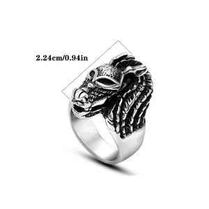 Detailed view of punk retro dragon ring showing intricate textures and 2.24cm height