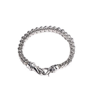 Rugged stainless steel square woven link bracelet for men with industrial snap clasp