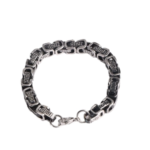 Men's titanium steel bracelet with meander pattern and lobster clasp closure