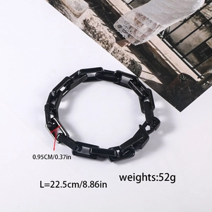 Detailed specs of square titanium steel chain bracelet with lobster clasp and sizing info
