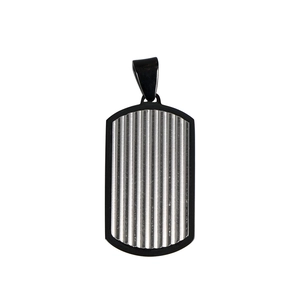 Collier plaque militaire pour homme en acier inoxydable avec motif à vagues argentées