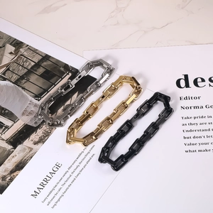 Stainless Steel Chunky Link Bracelet Polished Geometric Square Paperclip Chain Hip Hop Industrial Style Unisex Jewelry