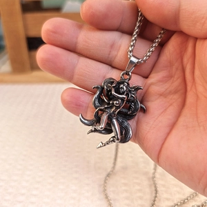 Retro Stainless Steel Nine-Tailed Fox Pendant Necklace Gothic Mythological Kitsune Hip Hop Rock Unisex Jewelry Gift