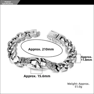 Details zur Punk-Stahlkette mit 210mm Länge und 11,8mm Breite in technischer Ansicht