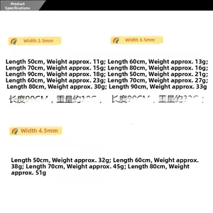 Size chart showing width, length and weight for men's titanium steel link chain necklace