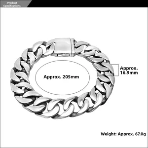 Détails d'un bracelet gourmette en acier titane avec dimensions 205mm et poids 67g