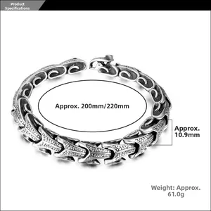 Detailed macro view of punk style titanium steel bracelet with textured scale pattern