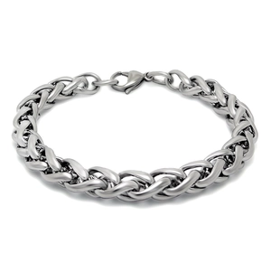 Bracelet Homme en Acier Titane Chaîne de Blé Tresse d'Os de Dragon en Acier Inoxydable Bijoux Polis Minimalistes pour Unisexe