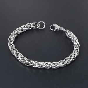 Bracelet chaîne à maillons d'os de dragon argenté poli pour hommes et femmes avec fermoir
