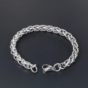 Bracelet pour homme en acier inoxydable avec maille de dragon argentée et fermoir