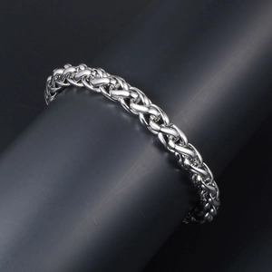 Bracelet rétro en acier inoxydable poli argenté avec maillons en forme de dragon