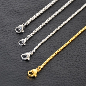 Men's titanium steel box chains in silver and gold colors with secure lobster clasps