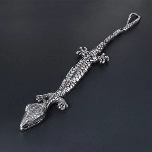 Bracelet crocodile en acier inoxydable pour homme avec texture d'écailles et fini argent