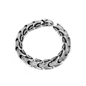 Men's Vintage Punk Dragon Scale Bracelet Stainless Steel Heavy Metal Gothic Bangle Hand Jewelry Hip Hop Style Accessory For Men