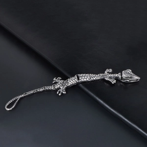 Bracelet crocodile en acier inoxydable argenté avec texture détaillée pour hommes
