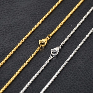 Titanium steel box chain necklace in gold and silver colors with lobster clasp