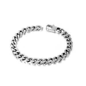 Pulsera de Eslabones Cubanos de Acero de Titanio para Hombre Hip Hop Pulsera de Cadena de Eslabones Pulida Joyería de Moda