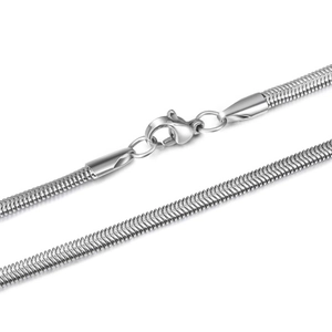 Sleek silver stainless steel snake chain necklace with a secure lobster clasp closure