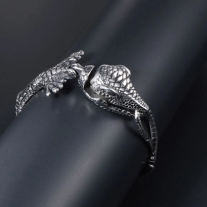 Bracelet crocodile pour homme en acier inoxydable avec texture d'écailles
