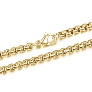 Elegant gold-plated titanium steel box chain necklace with secure lobster clasp for men